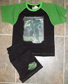 NWT Youth Marvel Incredible Hulk Black & Green 2 pc Pajama Short Set