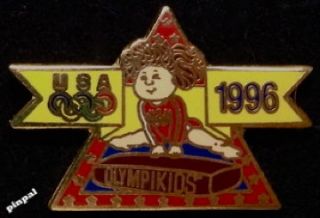 Olympic Pin ~ USA Team ~ Pommel Horse ~ mascots Olympikids