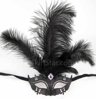 VENETIAN MASK half masquerade Crystal LASER CUT feathers Carnivale 