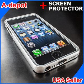   iPhone 5 6th GEN Silver Real Aluminum Metal Bumper Frame Case +Screen