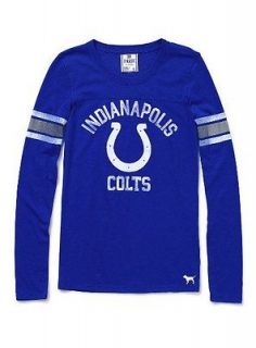 VICTORIAS SECRET PINK INDIANAPOLIS COLTS LONG SLEEVE TEE T SHIRT NWT 
