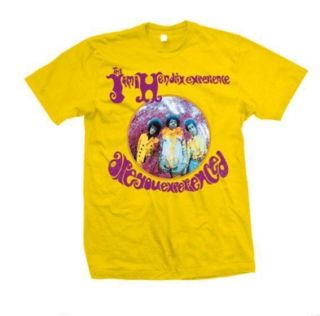 Retro Jimi Hendrix Experienced T Shirt Bright Yellow Psychedelic Image 