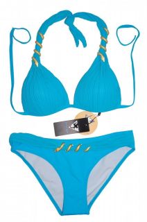Sexy Swimwear Metal Snake Shape Halter & Triangle Top Bikini Bottom 