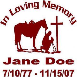   Memory Cross And Horse Window Decal Sticker Personalized Memorial RIP