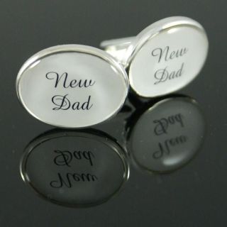 Mens Gift Silver White Personalised Wedding Cufflinks Boxed   2nd 30 