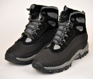 Mens Winter Snow Boots Shoes Black/Gray 6 Genuine Leather Warm 