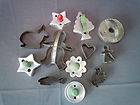 Lot of 12 Vintage Kitchen Metal Cookie Pastry Tart Cutters Red & Green 