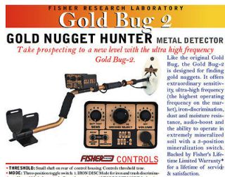 899 FISHER GOLD BUG 2 METAL DETECTOR WITH 6.5 ELLIPTICAL SEARCH COIL