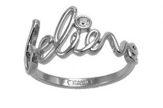 Disney Couture Tinkerbell Believe Platinum Plated Ring