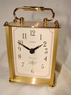 Linden Brass Quartz Carriage Clock With Hourly Westminster Chime New 
