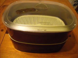 TUPPERWARE 6PC OVAL MICROSTEAMER MICROWAVE STACK COOKER EGGPLANT RARE 