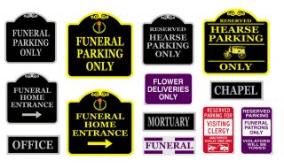 25 G scale model funeral home hearse parking mortuary signs