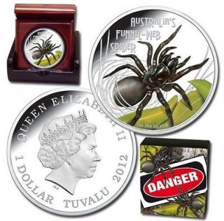 2012 1 oz Proof Silver Funnel Web Spider   Deadly and Dangerous Coin 