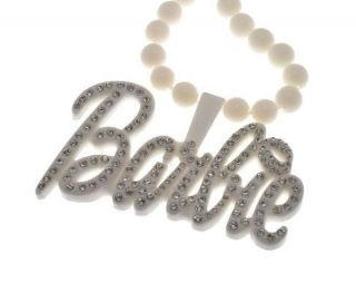 Pink Friday Nicki Minaj Inspired White Barbie Stone Pendant Necklace 