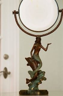 Bronze Marble Circular Vanity Desk Mirror with Swivel