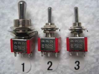 Lot 4   4 Mini Toggle Switches On On On DP3T 125VAC Heavy Duty Guitar 