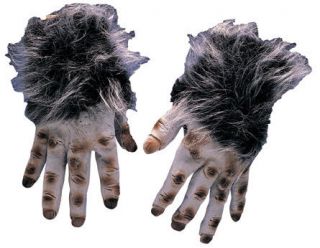 Grey Gray Hairy Monster Hands Gloves Sasquatch Adult Costume Accessory