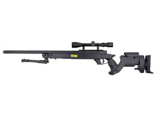 Well Bolt Action Airsoft Sniper Rifle Gun w/ Scope and Bi pod Black 