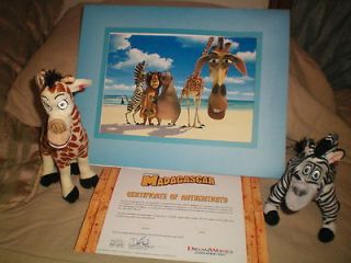 MADAGASCAR COLLECTIBLE LITHOGRAPH AND MELMAN AND MARTY TY BEANIES LOT