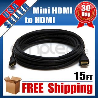 15FT HDMI to HDMI Mini Cable Type A C 3D Cord 1080p for HDTV LCD 