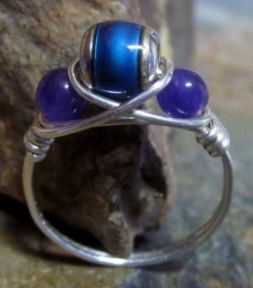 Changing Mood Ring with Amethyst   Sterling Silver 925   All Sizes 