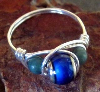 Color Changing Mood Ring with Jade   Sterling Silver 925   All Sizes 