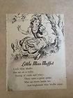 Little Miss Muffet   Vintage 50s nursery rhyme childrens book page for 