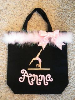 Personalized gymnastic canvas bag tote handpainted