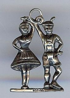   STERLING SILVER MOVABLE GERMAN OCTOBERFEST DANCING COUPLE CHARM