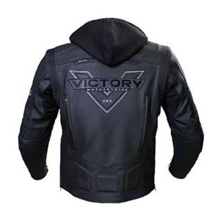 All New Mens Victory Black Motorcycle ATTITUDE Leather Jacket Zip 