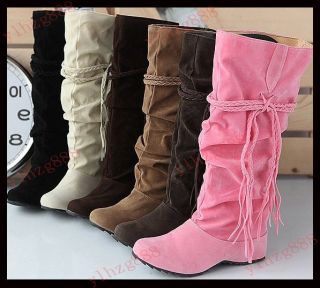 color Fashion Womens Suede popular fashion fringed tip high boots 