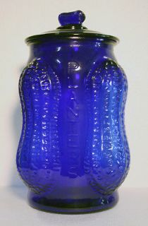 Cobalt Blue Planters Peanut Jar with 4 Large Peanuts