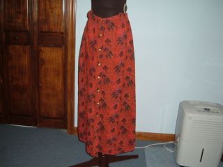 1970s Hippie Maxi long Skirt tapestry Victorian Peasant orange purple 