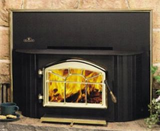 Napoleon EPI 1402 Wood Fireplace Insert With Black Door 25 Liner Kit 