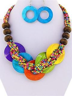 multicolor wood bead necklace