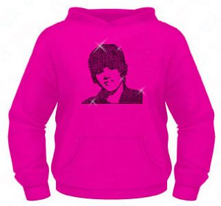   Diamante Justin Bieber hoodie 5 13 Yrs With Childs Name Gift