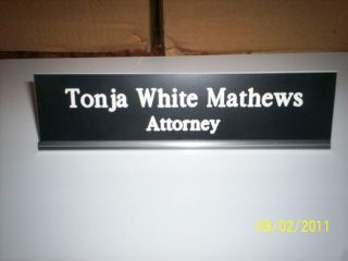 Personalized engraved sign, desk name plate w/ holder