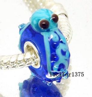 Murano Octopus glass beads 925 sterling silver for European charm bead 