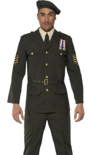Mens Army Military Officer Uniform Beret Halloween Costume
