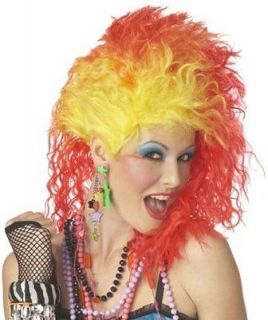 BRAND NEW New Wave Cyndi Lauper Style Adult RED & YELLOW TRUE COLORS 