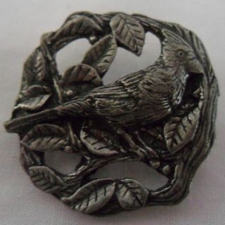 1999 Birds and Blooms Limited Edition Cardinal Pin Brooch Pewter