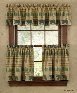 Park Designs Bear Tracks Country Rustic Lodge Curtain Lined Tiers 