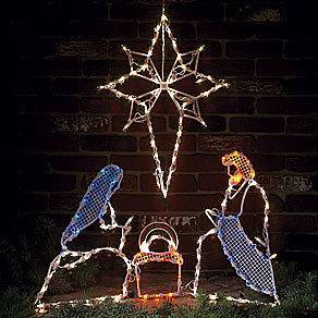 Pc Christmas LIGHTED OUTDOOR NATIVITY SCENE WITH STAR 