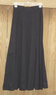 Black Cotton Twill Fit & Flare Swingy Long Tulip Skirt Sz 5/6 NEW