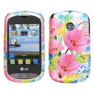 Pink Blue Yellow Flower Hard Plastic Cover Protector Skin Case  LG 