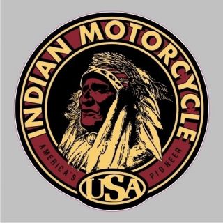 BM 12002 Indian Motorcycle Vintage Round Bumper Sticker Car Window 