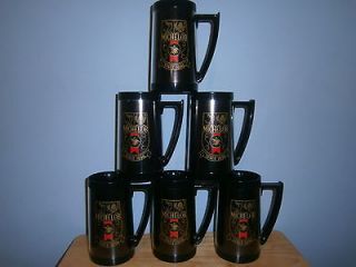 SET OF 6 VTG MICHELOB PLASTIC THERMO SERV TANKARDS IN EXCELLENT USED 