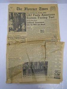 John F. Kennedy Assassination Newspaper The Florence Times November 26 