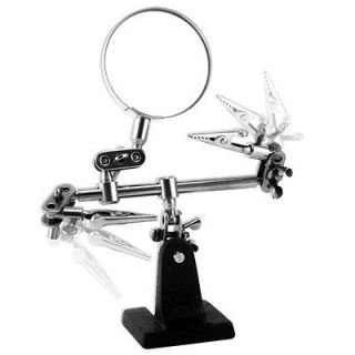 Helping Third Hand Soldering Iron Stand Tool Magnifying Glass 