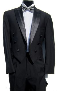 Brand New Mens Black After Six Tuxedo Tailcoat Wedding Theater Costume 